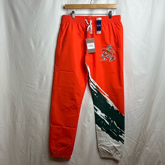 NWT Mitchell & Ness Mens University Of Miami Drawstring Pants S small - Picture 1 of 6